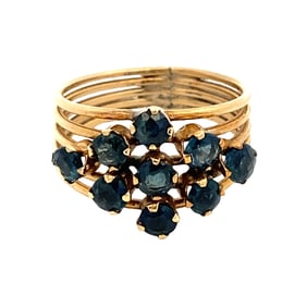 Estate Sapphire Cluster Cocktail Ring in 14K Yellow Gold