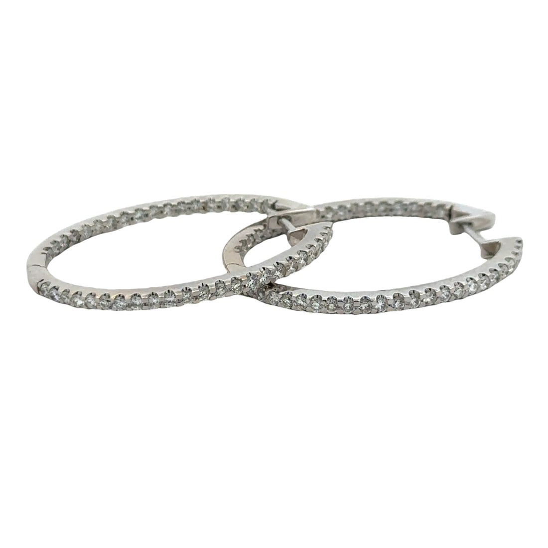 Diamond Hoop Earrings in 14K White Gold (1 of 5)