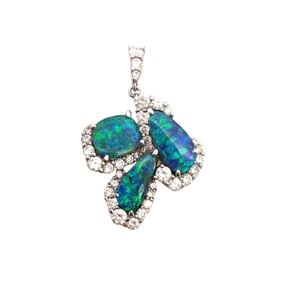 Black Opal and Diamond Pendant, Platinum