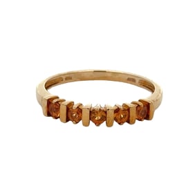 5 Stone Citrine Band Vintage, 10 Karat Yellow Gold