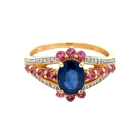 Estate Sapphire and Diamond Ring in 14K Yellow Gold