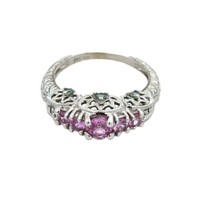 Pink Tourmaline Filigree Ring, 14K White Gold