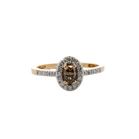 Oval Brown Diamond Engagement Ring, 14K Gold