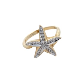 Estate Diamond Starfish Ring in 14K Yellow Gold