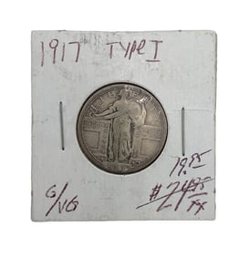 1917 Type 1 Standing Liberty Silver Quarter Dollar