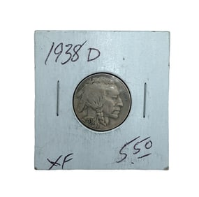 1938 D Indian Head Buffalo Nickel 5 Cent Coin US