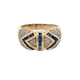 Estate Diamond and Sapphire Fashion Ring in 14K Gold