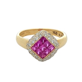 Designer LeVian Pink Sapphire and Diamond Ring in 18K Gold