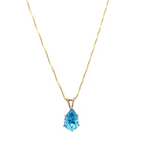 Estate Blue Cubic Zirconia Pendant necklace in 14K Gold