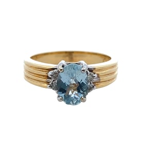 Sky Blue Topaz and Diamond Accent Ring 14K Gold