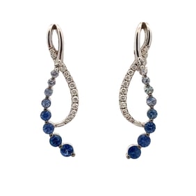 LeVian Multi-Color Sapphire and Diamond Earrings in 14K White Gold