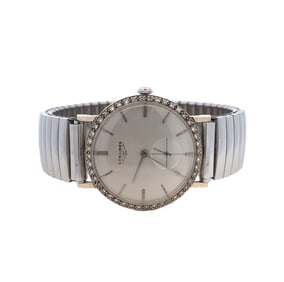 Estate Vintage Longines Mens Diamond Case Watch in 18K White Gold
