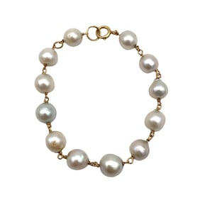 Estate Baroque Pearl Bracelet in 14K Yellow Gold