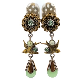 Mars and Valentine Swallows Dangle Earrings in Base Metal
