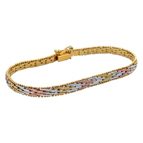 Italian Tri-Tone Sterling Silver Riccio Bracelet