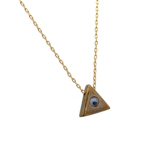Catbird Evil Eye Triangle Pendant Necklace in Gold Tone