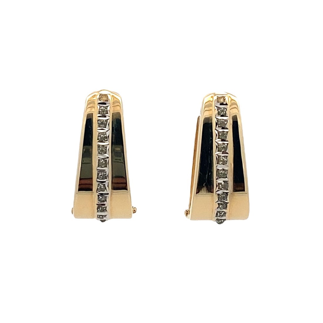 Diamond Line Hoop Earrings in 14K Yellow Gold (1 of 5)