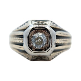 Estate Old European Cut Diamond Ring in 14K Gold