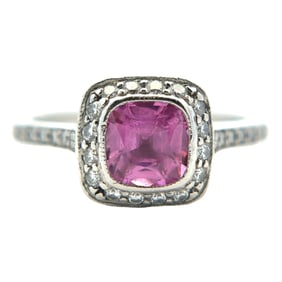 Tiffany & Co. Legacy Pink Sapphire and Diamond Halo Ring in Platinum