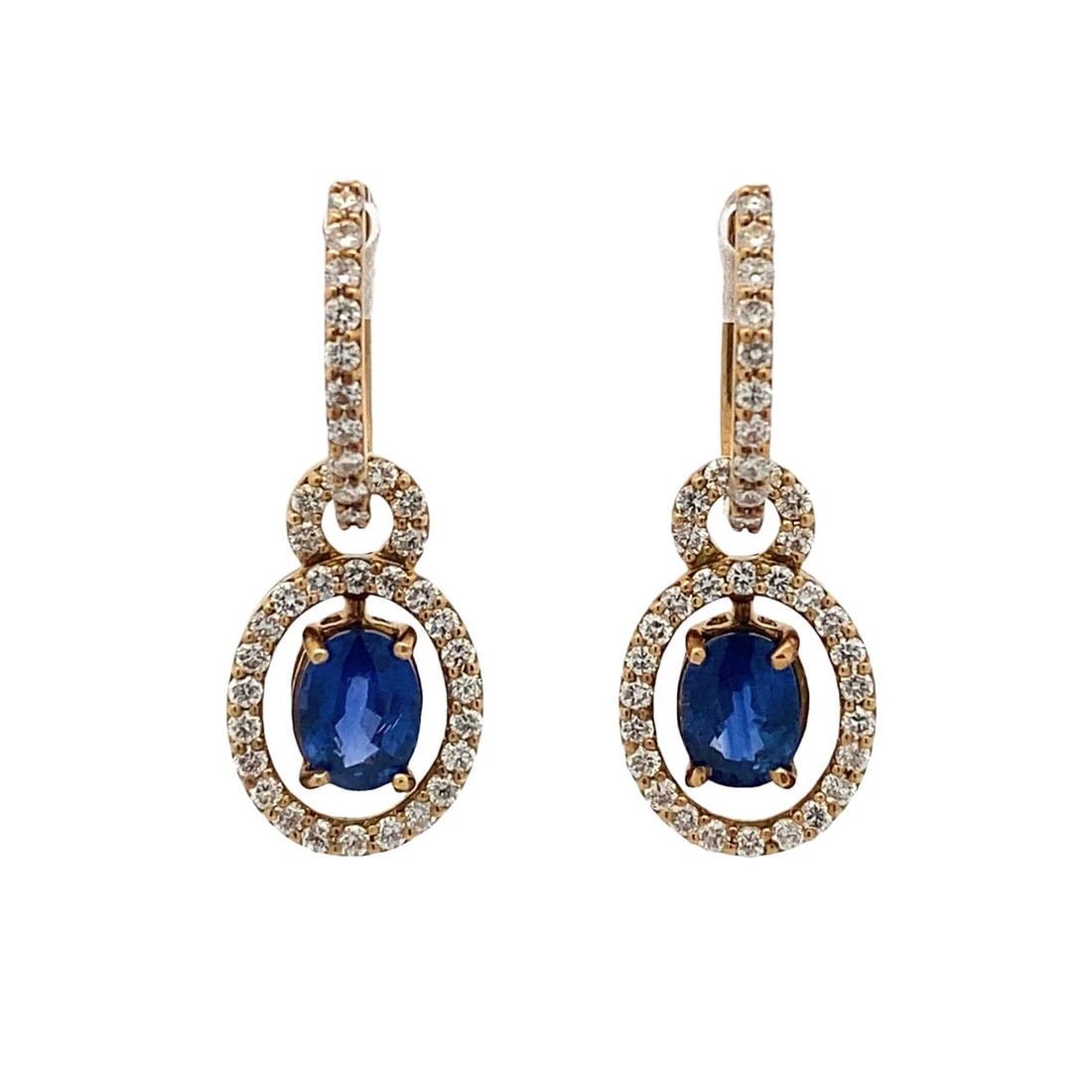 Diamond and Sapphire Drop Earrings in 14K Gold (1 of 7)