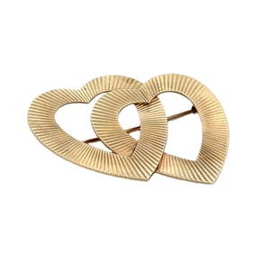 1950s Tiffany & Co. 14K Yellow Gold Heart Brooch