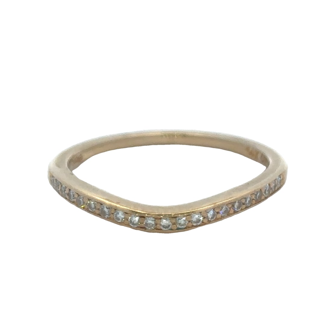 0.20 Carat Total Diamond and 14 Karat Yellow Gold Curved Wedding Band: Designer: Shane & Co., Metal type: 14k yellow Gold, Gemstone: .20cttw VS/SI diamond, Design: Curved front wedding band, Size: 5.5, Weight: 1.7 grams