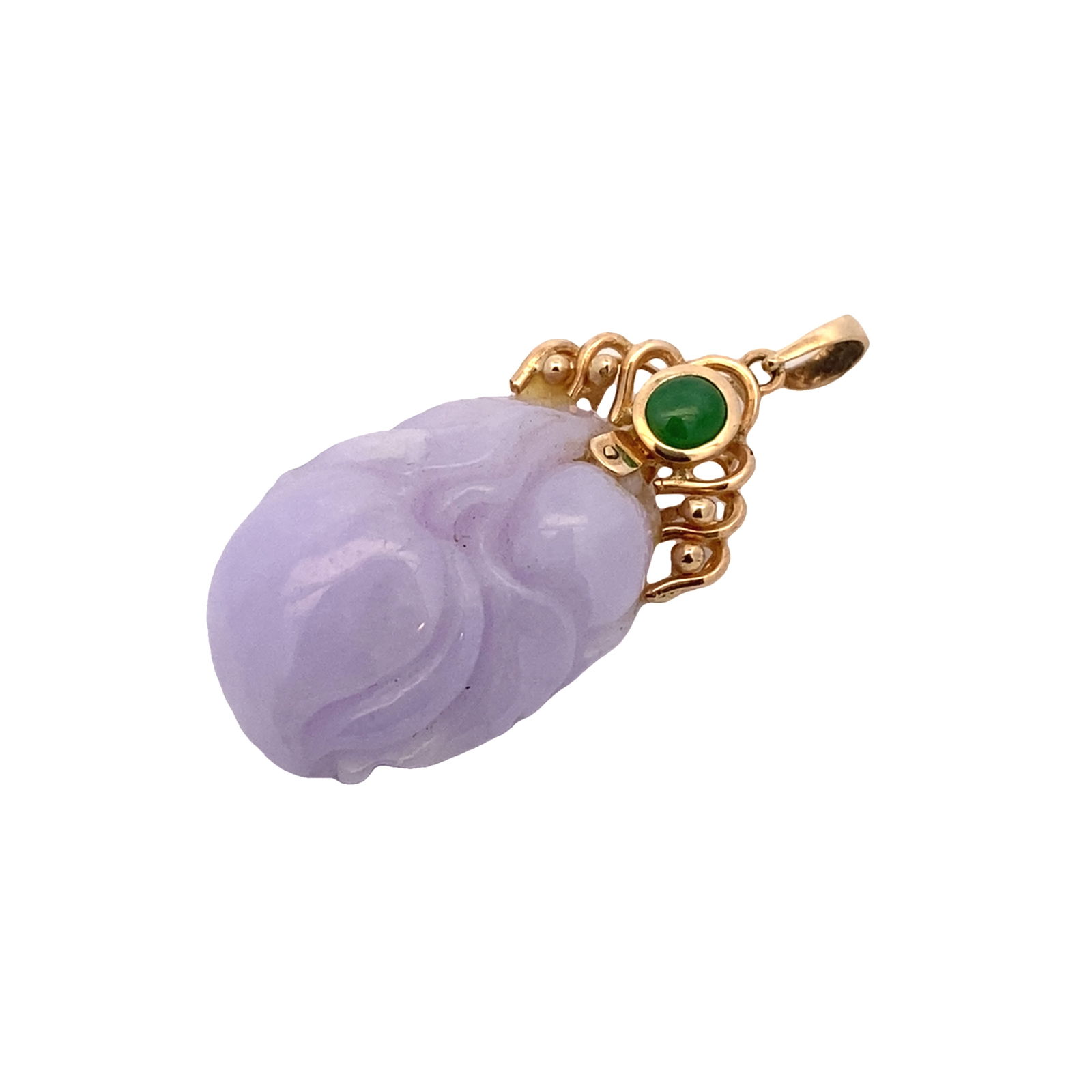 Lavender Jade Carving Pendant, 14K Gold (1 of 5)