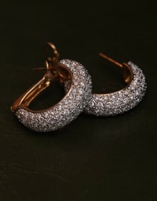 3.50 Carat Diamond Earrings in 18 Karat Two Tone Gold