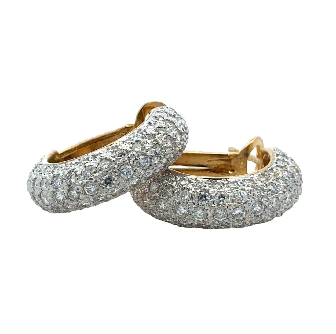 3.50 Carat Diamond Earrings in 18 Karat Two Tone Gold (1 of 5)