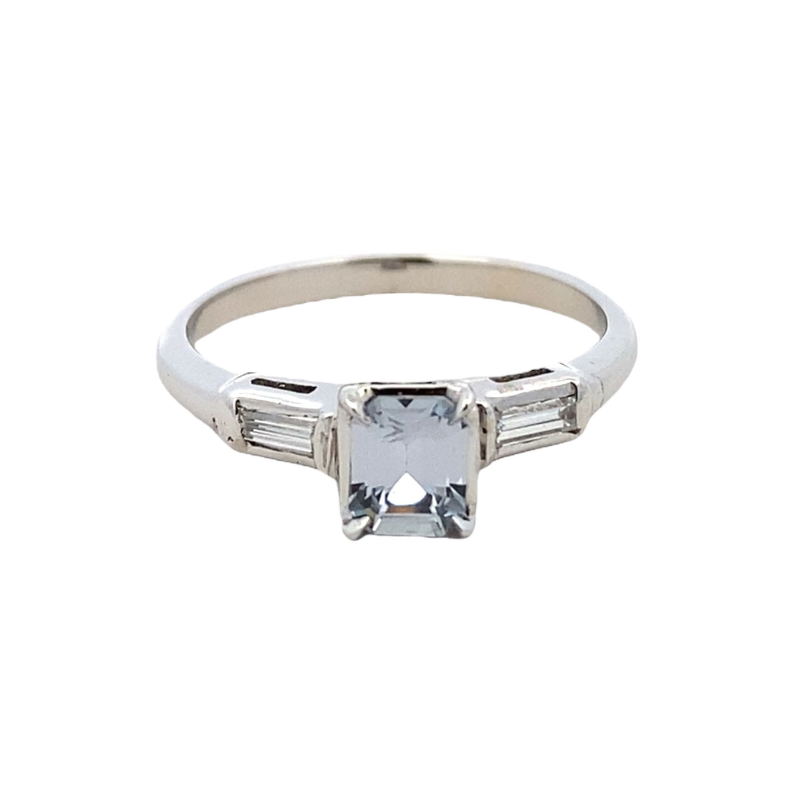 Circa 1920s No Heat Sapphire and Diamond Ring in 14K White Gold (1 of 5)