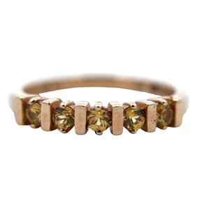 10K Yellow Gold 5-Stone Yellow Citrine Band Ring