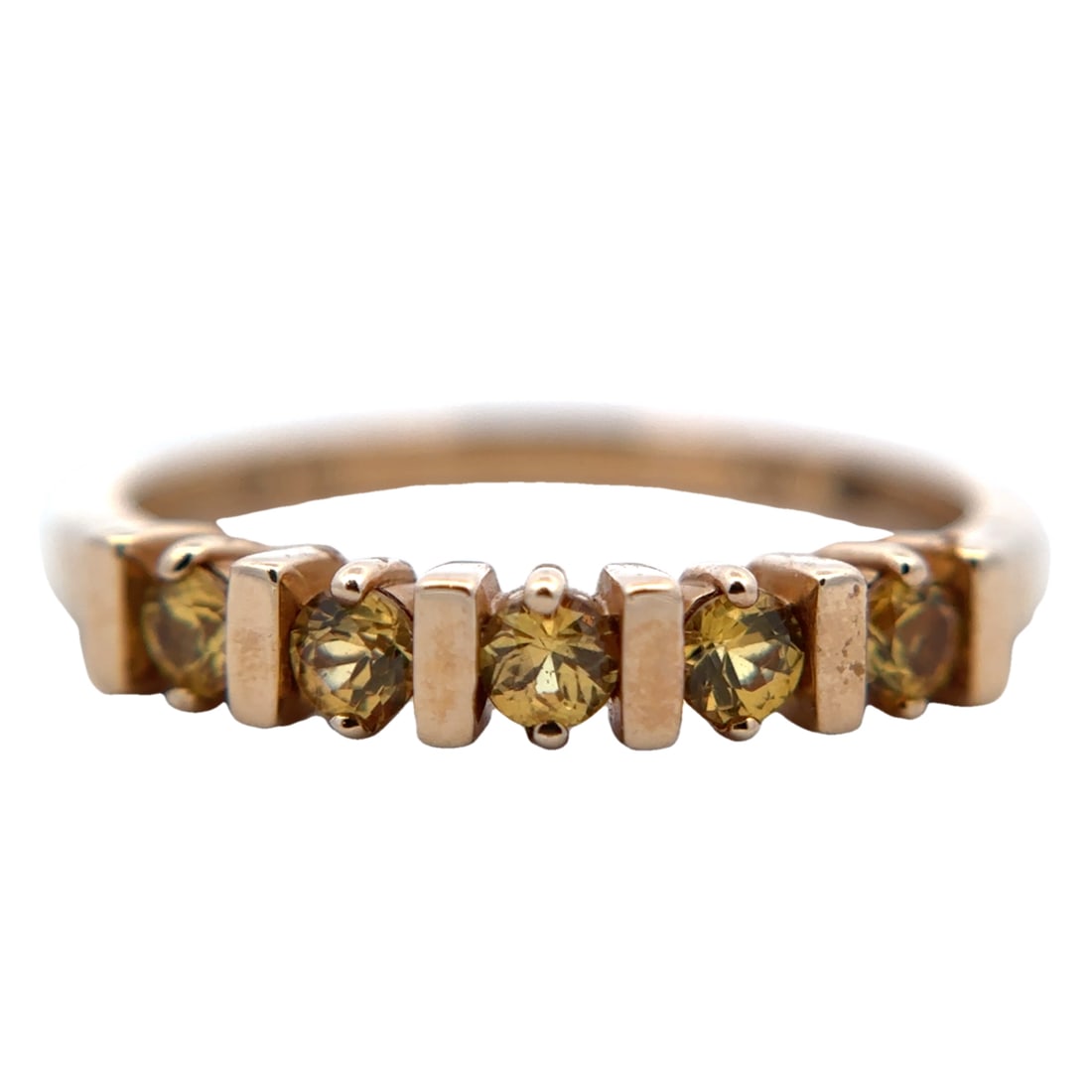 10K Yellow Gold 5-Stone Yellow Citrine Band Ring (1 of 6)