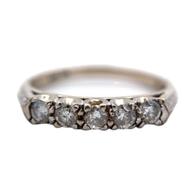 14K White Gold 5-Stone Diamond Band