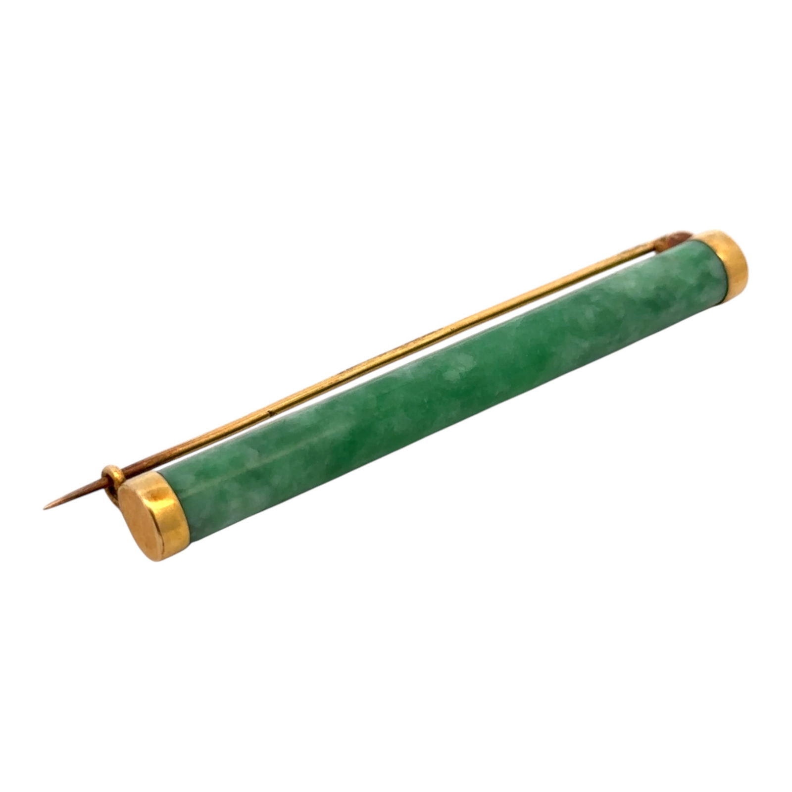 Vintage Burma Jade Pin, 18K Yellow Gold (1 of 4)
