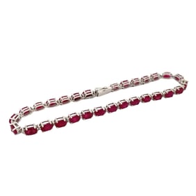 14 Karat White Gold Vintage Ruby and Diamond Tennis Bracelet