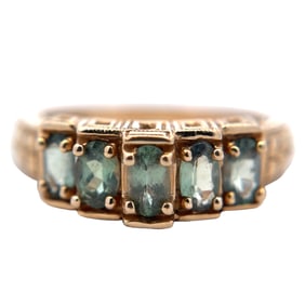 Green Sapphire Gemstone Ring, 14K Gold
