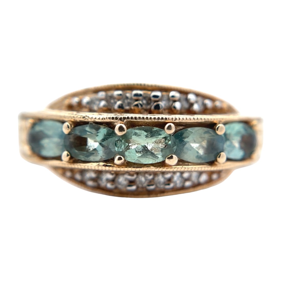 Oval Blue Topaz and Diamond Ring, 14K Gold (1 of 6)
