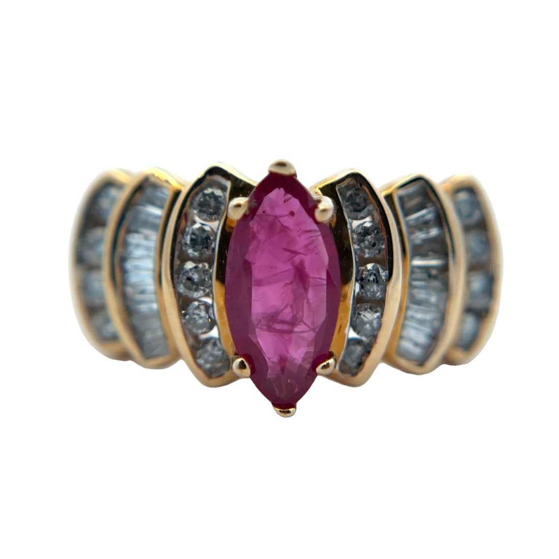Marquise Ruby and Diamond Ring, 14K Gold (1 of 7)