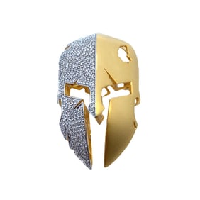 Iron Man Mask Pin/Brooch with Diamond in 14K Gold