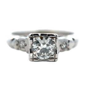 Estate Old European Cut Diamond Ring in 14K White Gold