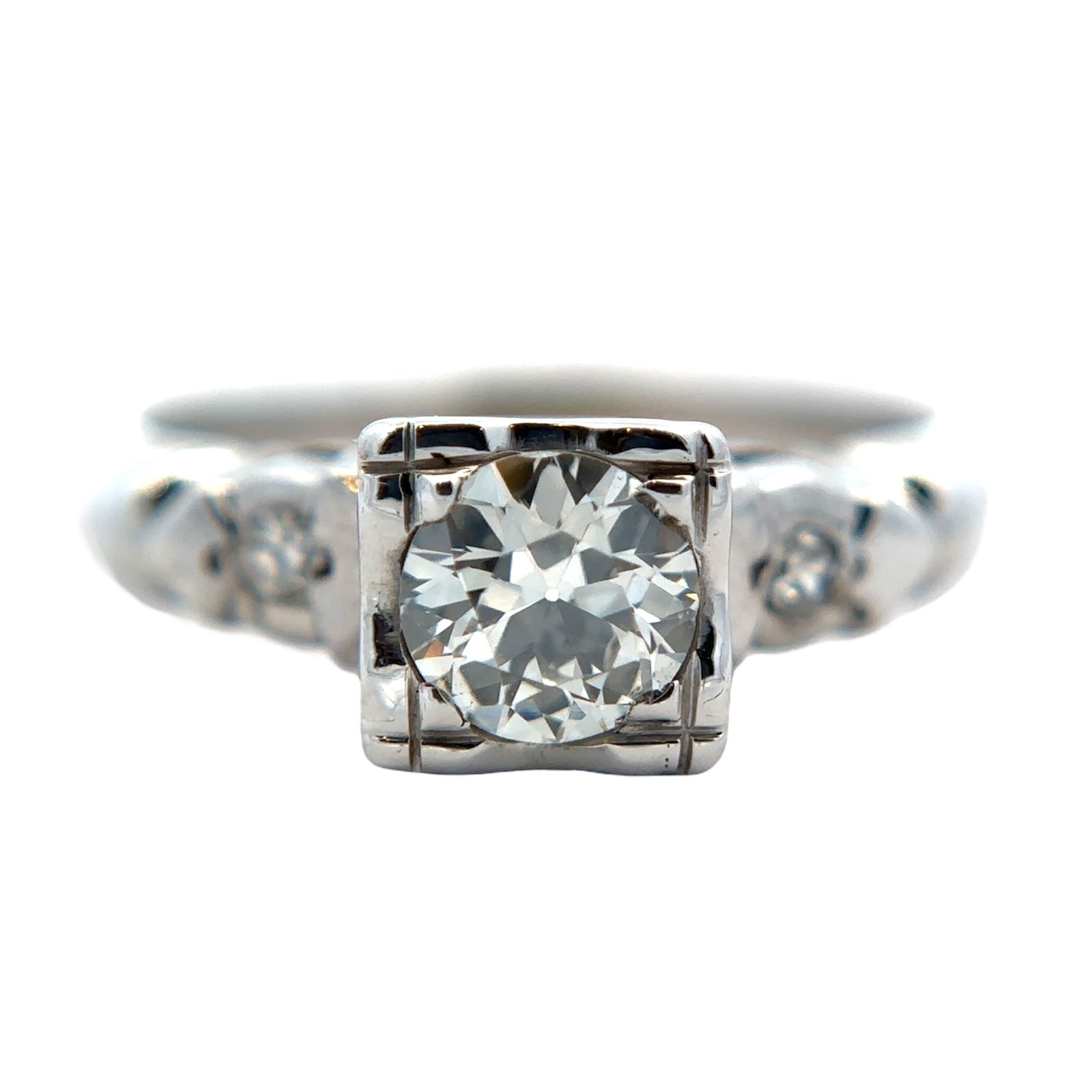 Estate Old European Cut Diamond Ring in 14K White Gold (1 of 7)
