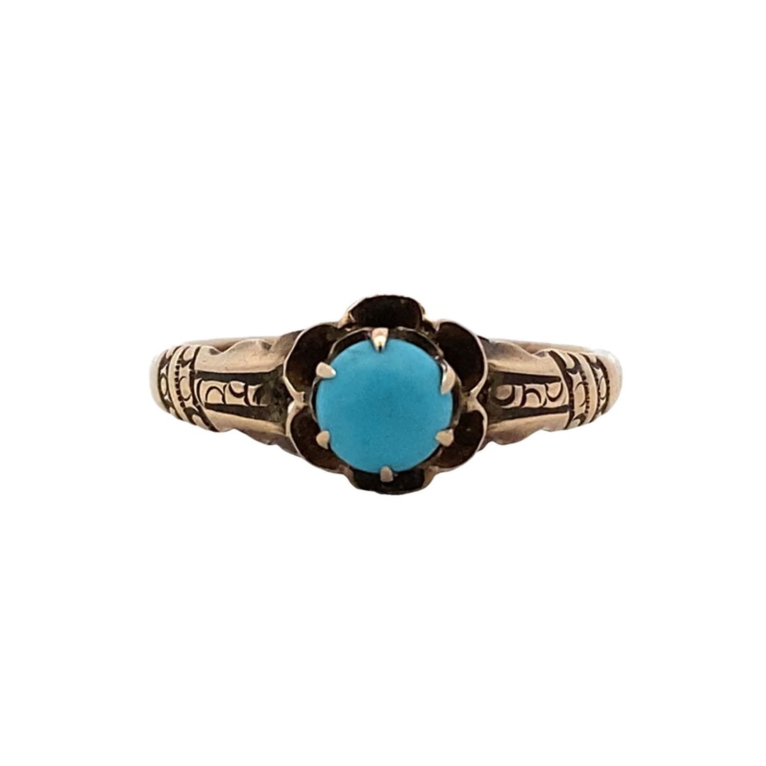 Antique Turquoise Claw Prong Ring in 14K Gold (1 of 6)