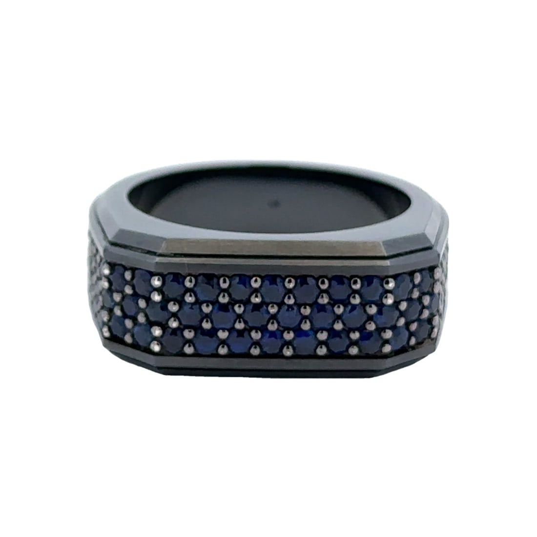 David Yurman Mens Sapphire Ring in Rhodium Over Sterling (1 of 7)