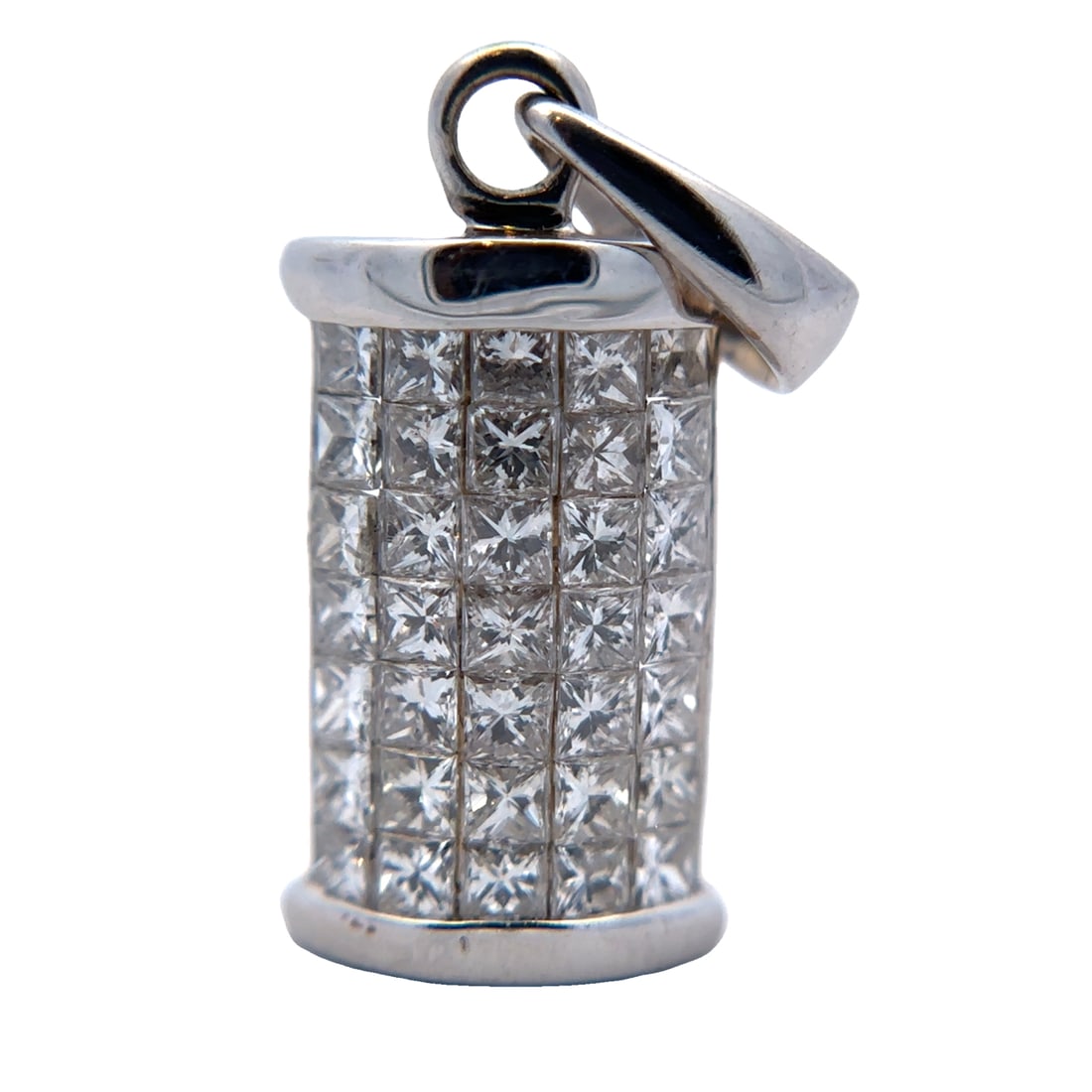 Invisible Set Princess Diamond Pendant in 18K White Gold (1 of 5)