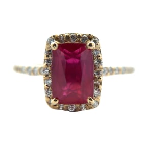 Ruby and Diamond Ring in 14K Yellow Gold