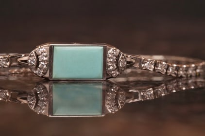 Turquoise and Diamond Bracelet in 14K White Gold