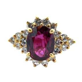Ruby and Diamond Engagement Ring in 18K Yellow Gold