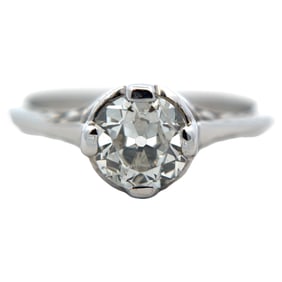 Art Deco OEC Diamond Ring in 14K White Gold