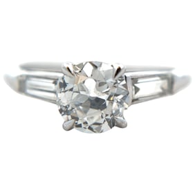 Baguette and OEC Diamond Ring in 14K White Gold