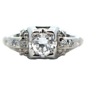 Estate Vintage Diamond Ring in 18K White Gold